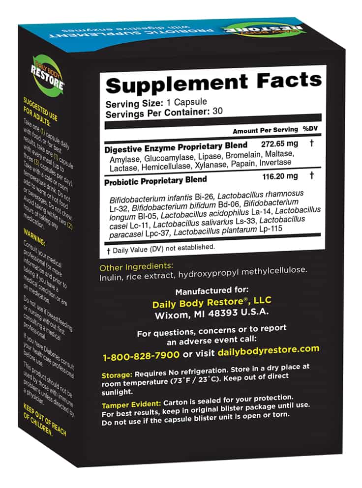 probiotic supplement with digestive enzymes: 30 capsules probiotic supplement with digestive enzymes: 30 capsules